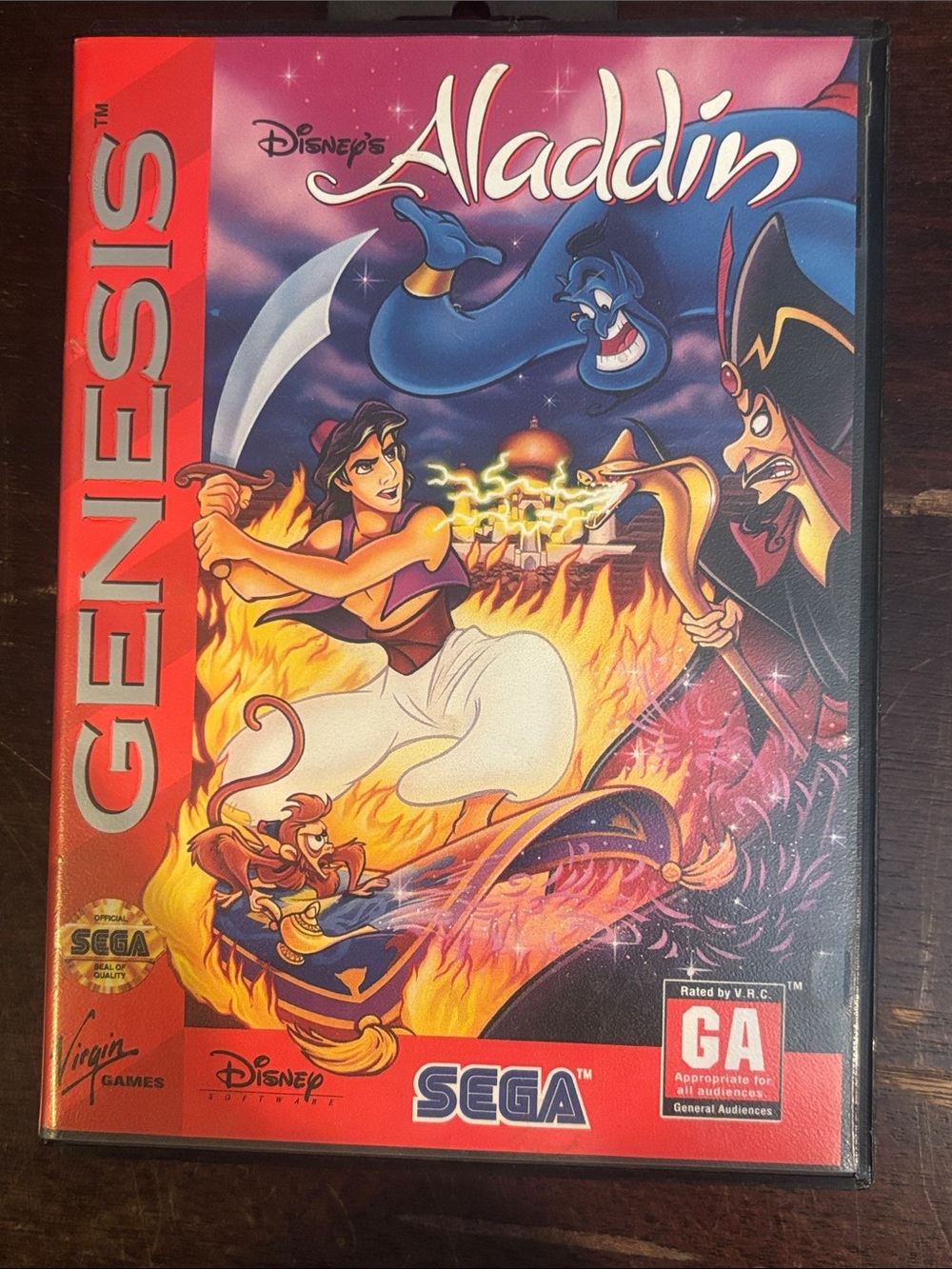 Vintage 1993 Disney’s Aladdin Video Game for Sega Genesis - Red Game Case